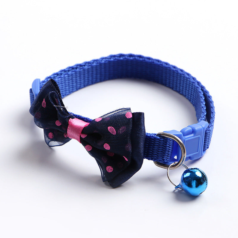 Adjustable bowknot cat bell nylon collar