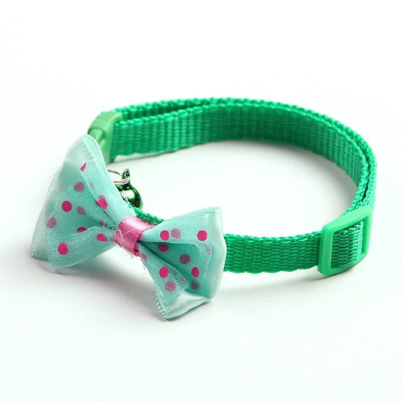 Adjustable bowknot cat bell nylon collar