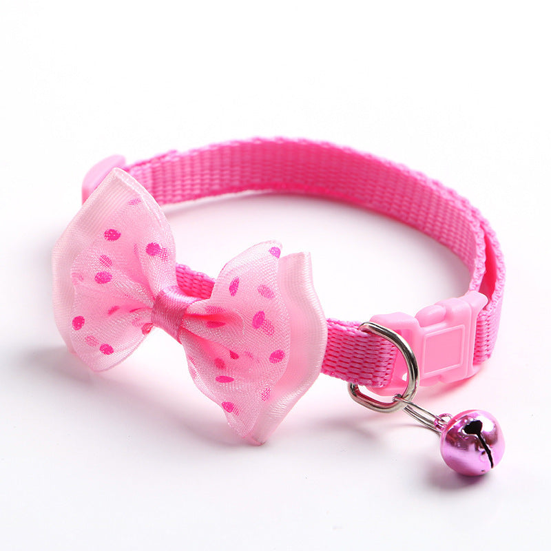 Adjustable bowknot cat bell nylon collar
