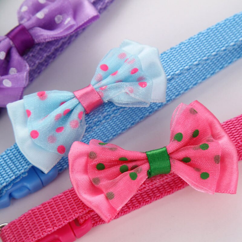 Adjustable bowknot cat bell nylon collar