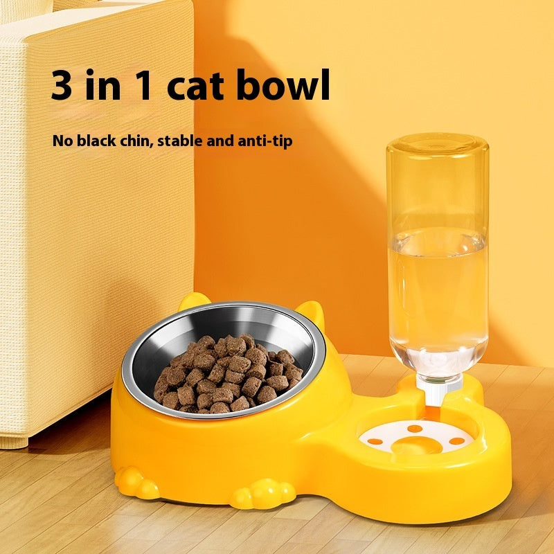 Cat Bowl Automatic Water Dispenser Kitten Puppy Food Basin Rice Bowl