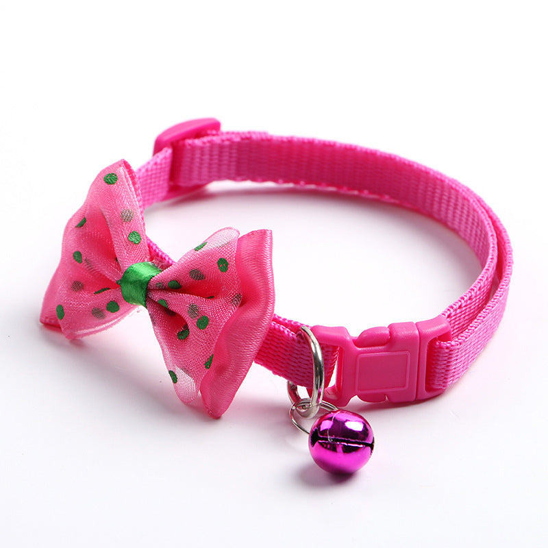 Adjustable bowknot cat bell nylon collar