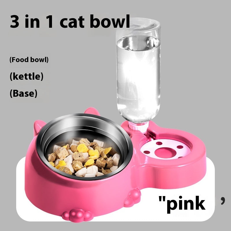 Cat Bowl Automatic Water Dispenser Kitten Puppy Food Basin Rice Bowl